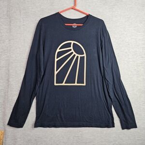 Wohven Men's Long Sleeve Crew Neck Graphic T-shirt Navy Blue Size L